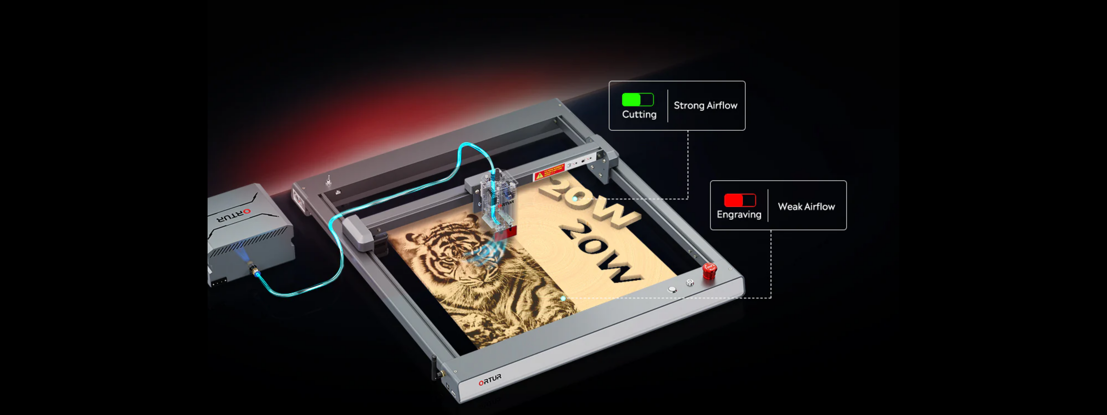 Ortur 20W Laser Module LU3-20A efficient integrated air assist system