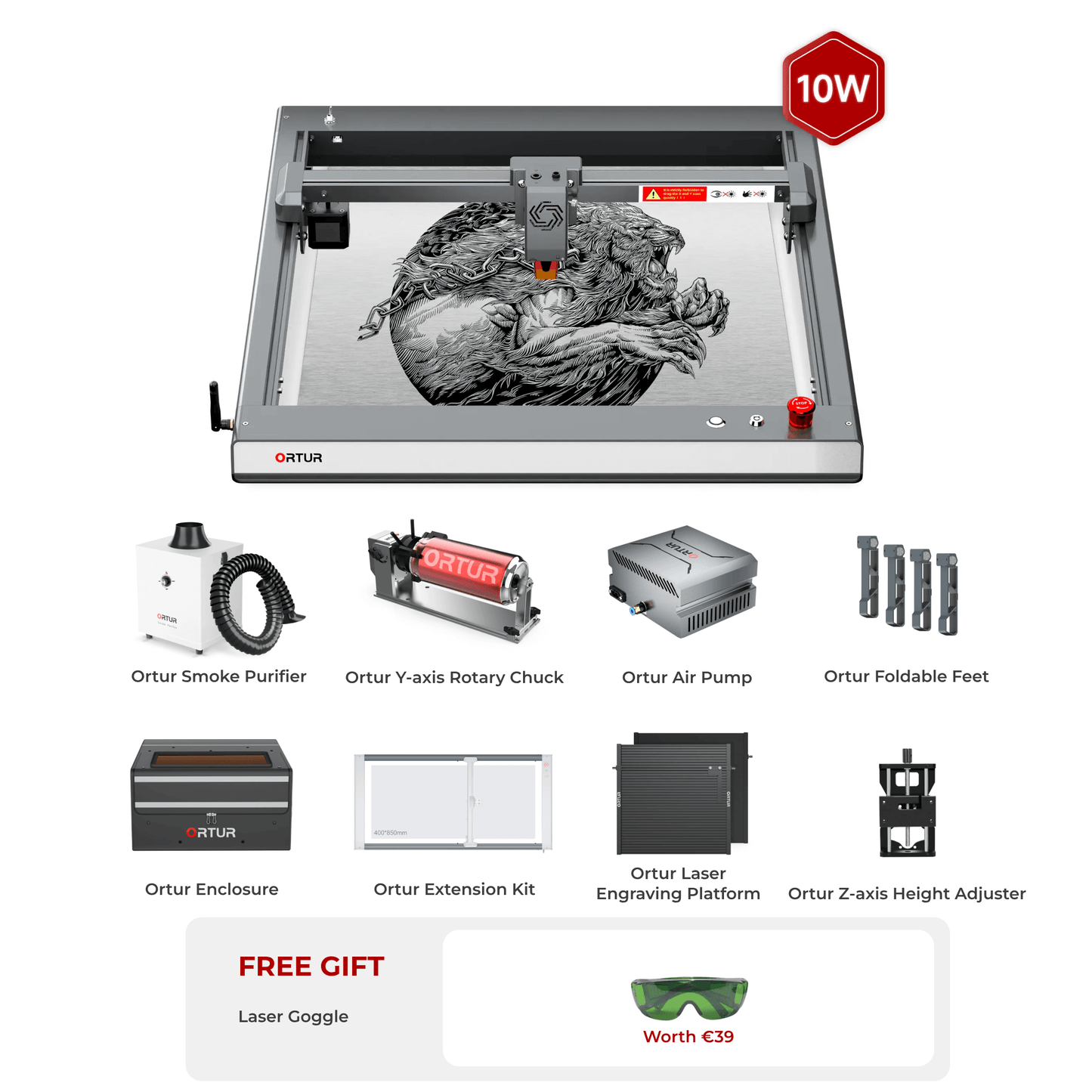 Ortur Laser Master 3 (LM3) Laser Engraving & Cutting Machine 10W OLM3 All-in-One Bundle