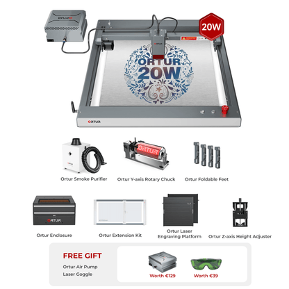Ortur Laser Master 3 (LM3) Laser Engraving & Cutting Machine 20W (with Free Air Pump) OLM3 All-in-One Bundle