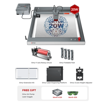 Ortur Laser Master 3 (LM3) Laser Engraving & Cutting Machine 20W (with Free Air Pump) OLM3 Business Bundle