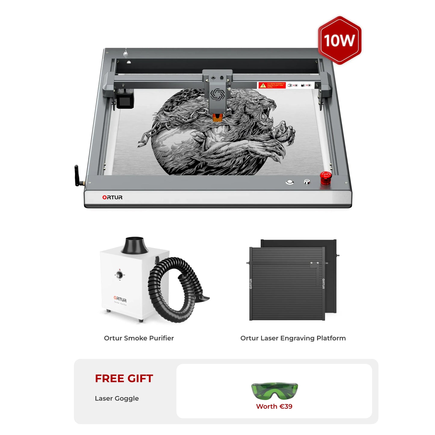 Ortur Laser Master 3 (LM3) Laser Engraving & Cutting Machine 10W OLM3 CleanAir Bundle